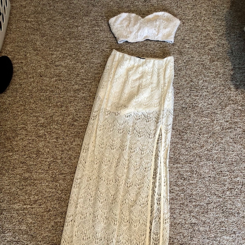 Dainty Hooligan White Lace Two Piece Outfit